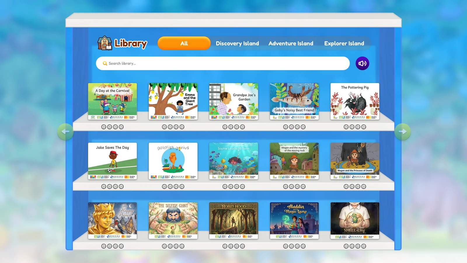 Reading Buddy ebook library shelf