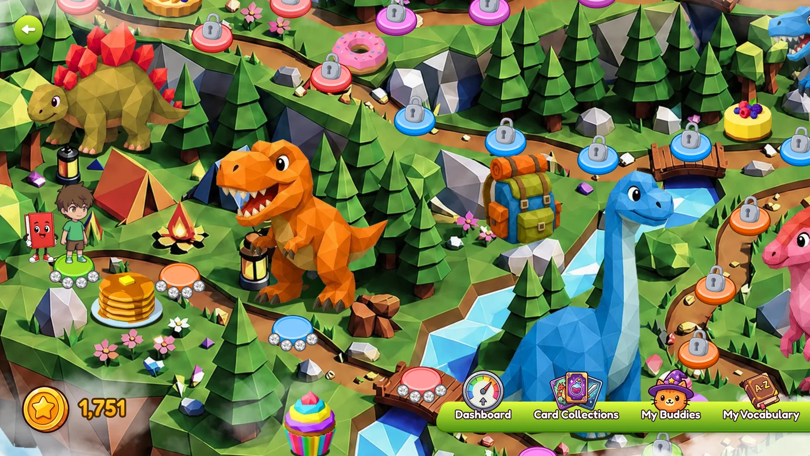 Game island level map with reading buddies